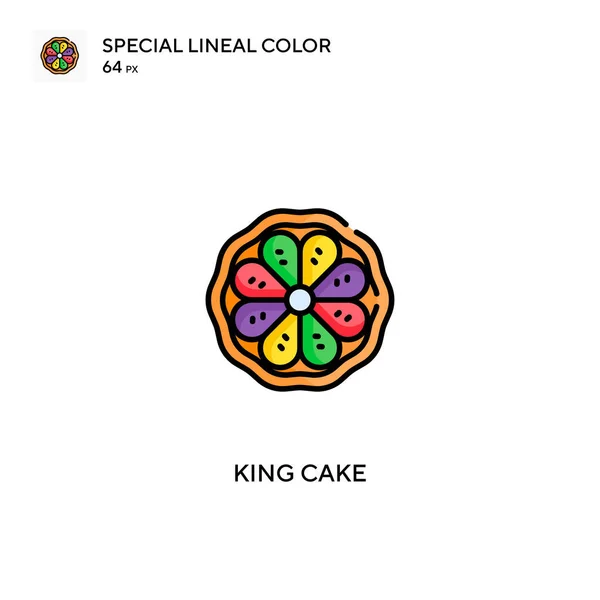King Cake Special Lineal Χρώμα Διάνυσμα Εικονίδιο King Εικονίδια Κέικ — Διανυσματικό Αρχείο