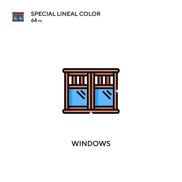Windows特殊線型カラーベクトルアイコン ビジネスプロジェクトのWindowsアイコン — ストックベクタ