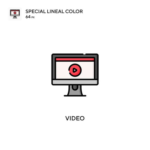 Βίντεο Ειδικό Εικονίδιο Διάνυσμα Χρώματος Lineal Εικονίδια Βίντεο Για Την — Διανυσματικό Αρχείο