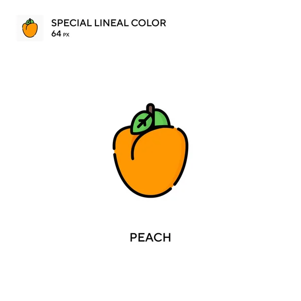Peach Special Lineal Χρώμα Διάνυσμα Εικονίδιο Εικονίδια Ροδάκινου Για Την — Διανυσματικό Αρχείο