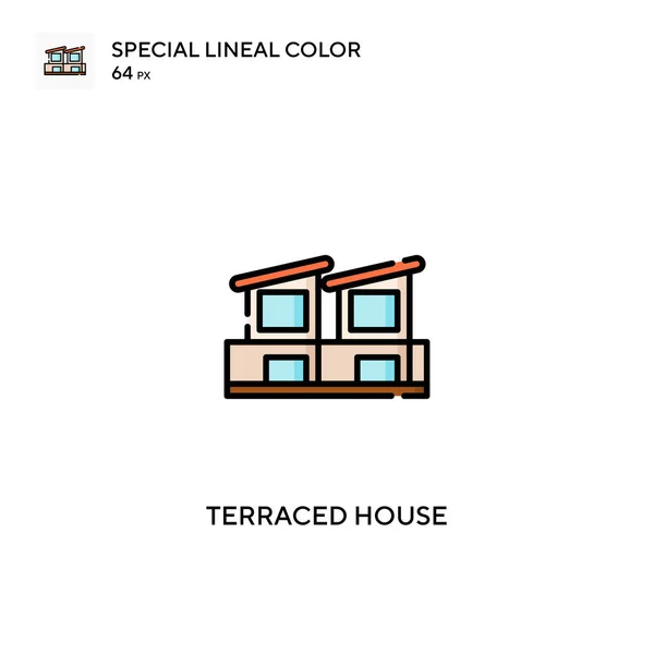 Terraced house Special lineal color vector icon. Terraced house icons for your business project