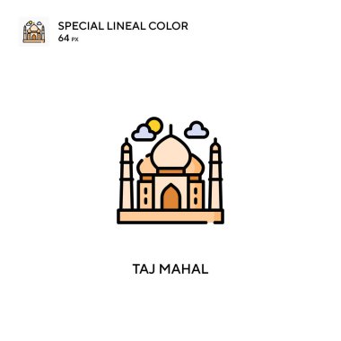 Taj Mahal özel doğrusal renk vektör simgesi. İş projeniz için Taj Mahal simgeleri