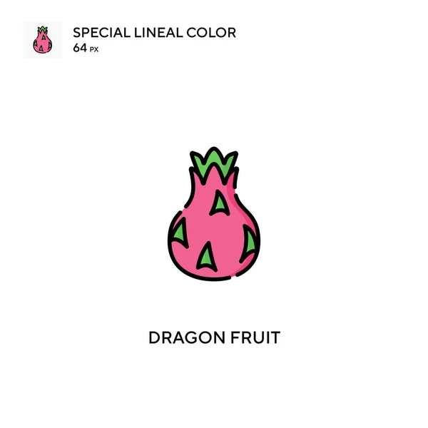 Dragon Fruit Specjalna Ikona Wektora Koloru Linii Smocze Ikony Owoców — Wektor stockowy