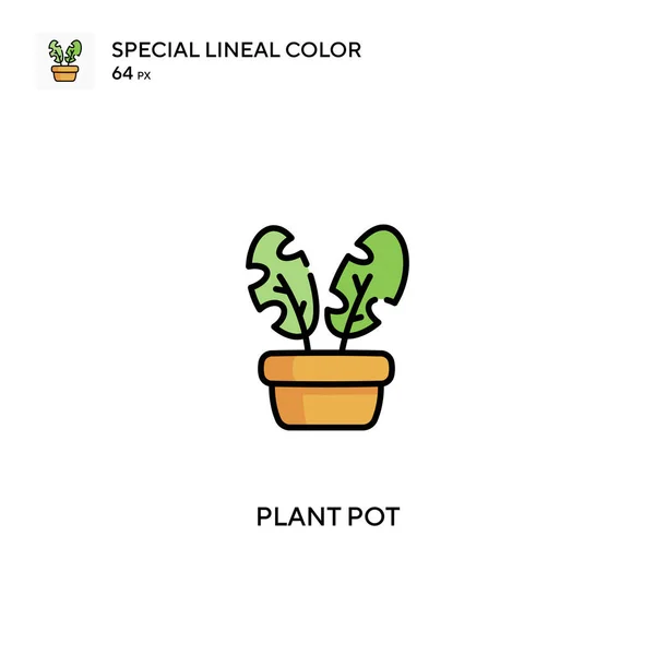 Plant Pot Ειδική Lineal Χρώμα Διάνυσμα Εικονίδιο Εικονίδια Γλάστρα Για — Διανυσματικό Αρχείο