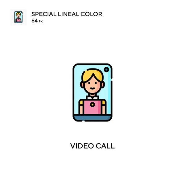 Video Volání Speciální Lineární Barevný Vektor Ikony Ikony Videohovorů Pro — Stockový vektor