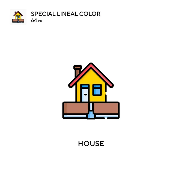 Casa Especial Icono Vector Color Lineal Iconos Casa Para Proyecto — Vector de stock