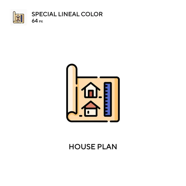 House Plan Különleges Lineáris Szín Vektor Ikon Ház Terv Ikonok — Stock Vector