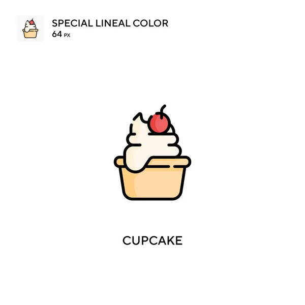 Cupcake Icône Vectorielle Couleur Linéaire Spéciale Icônes Cupcake Pour Votre — Image vectorielle