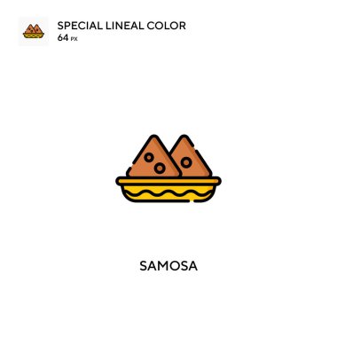 Samosa Özel Doğrusal Renk Vektörü simgesi. İş projeniz için Samosa simgeleri