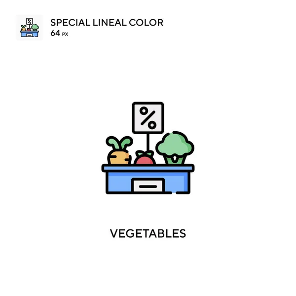 Vegetales Icono Especial Vector Color Lineal Iconos Verduras Para Proyecto — Vector de stock