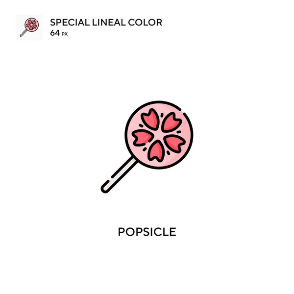 Popsicle Specjalna Ikona Wektora Koloru Liniowego Ikony Lodów Lodowych Dla — Wektor stockowy
