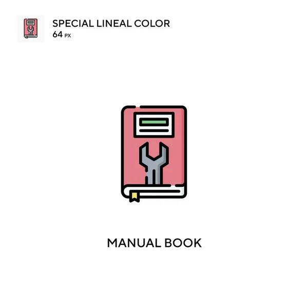 Ruční Kniha Speciální Lineární Barevný Vektor Ikony Ikony Příručky Pro — Stockový vektor