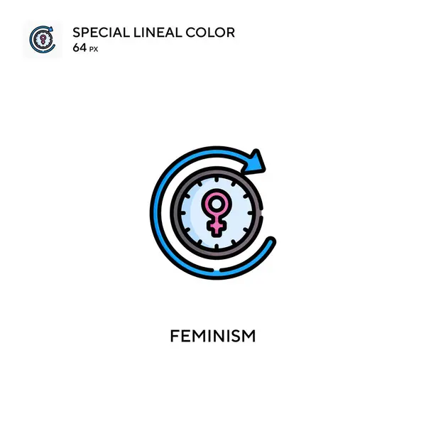 Feminisme Ikon Vektor Warna Lineal Khusus Ikon Feminisme Untuk Proyek - Stok Vektor