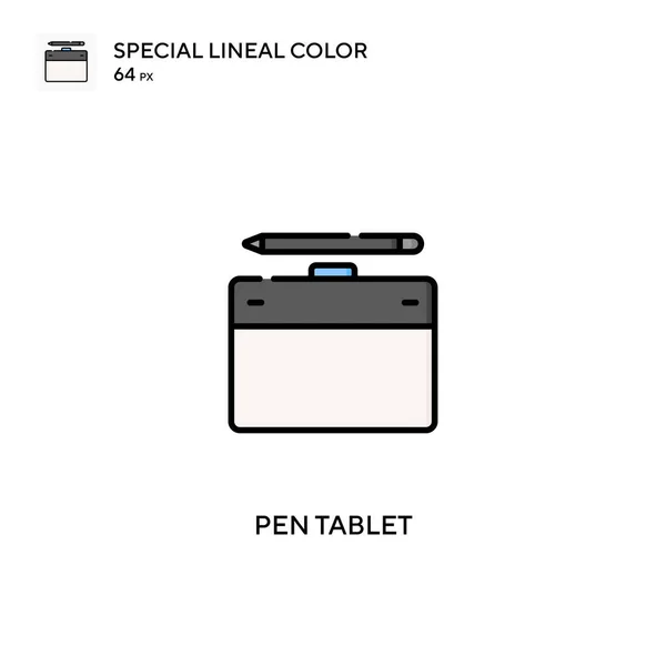 Pen Tabletta Különleges Lineáris Színvektor Ikon Pen Tablet Ikonok Üzleti — Stock Vector