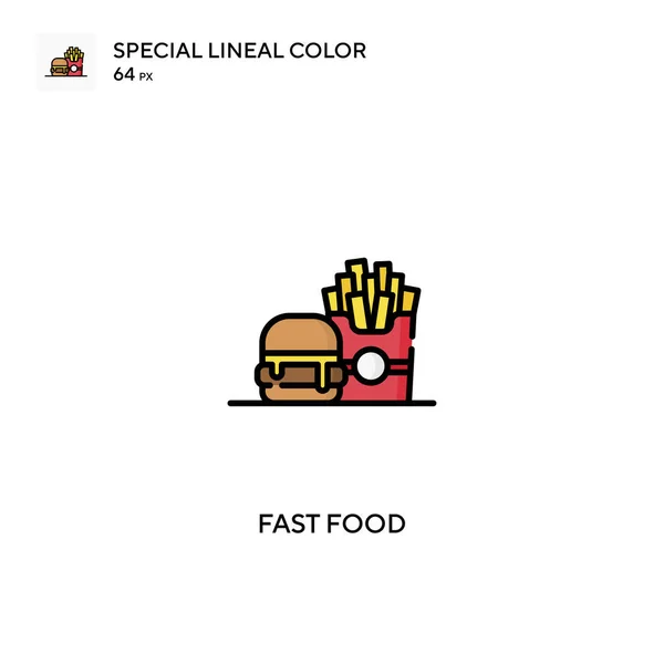 速食特殊线形彩色矢量图标 快速食品图标为您的商业项目 — 图库矢量图片