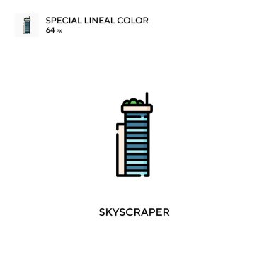 Gökdelen özel doğrusal renk vektör simgesi. İş projeniz için gökdelen simgeleri
