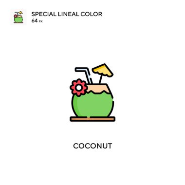 Hindistan cevizi özel doğrusal renk vektör simgesi. İş projeniz için hindistan cevizi simgeleri