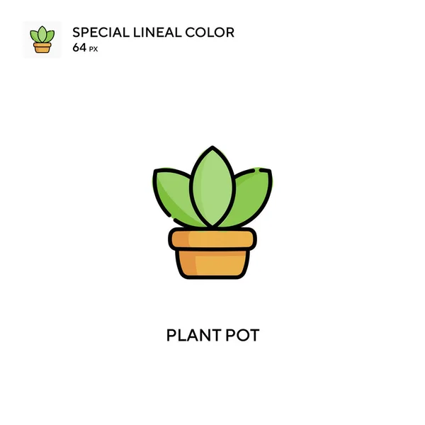 Maceta Plantas Icono Vector Color Lineal Especial Iconos Maceta Para — Vector de stock