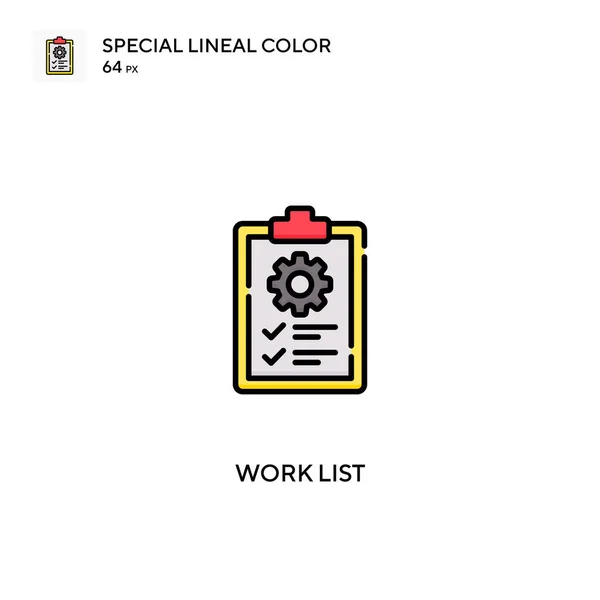 Lista Trabajo Icono Especial Vector Color Lineal Iconos Lista Trabajo — Vector de stock