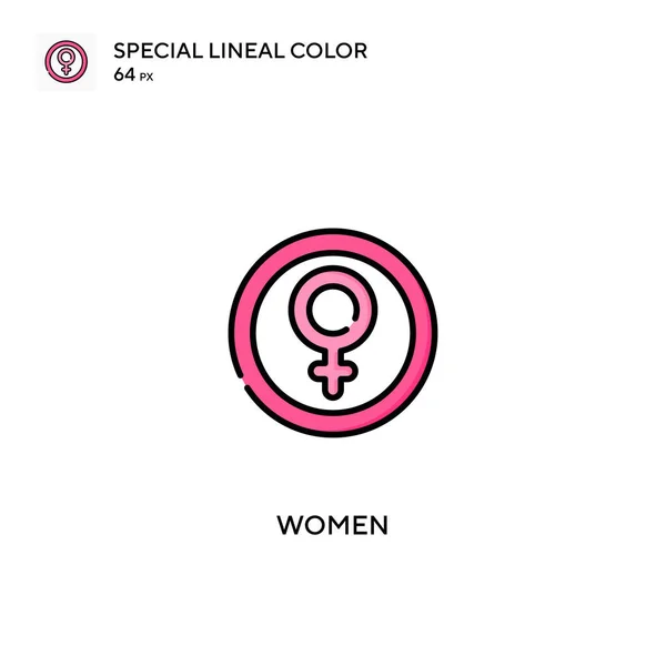 Women Special Lineal Color Vector Icon Ikony Žen Pro Váš — Stockový vektor