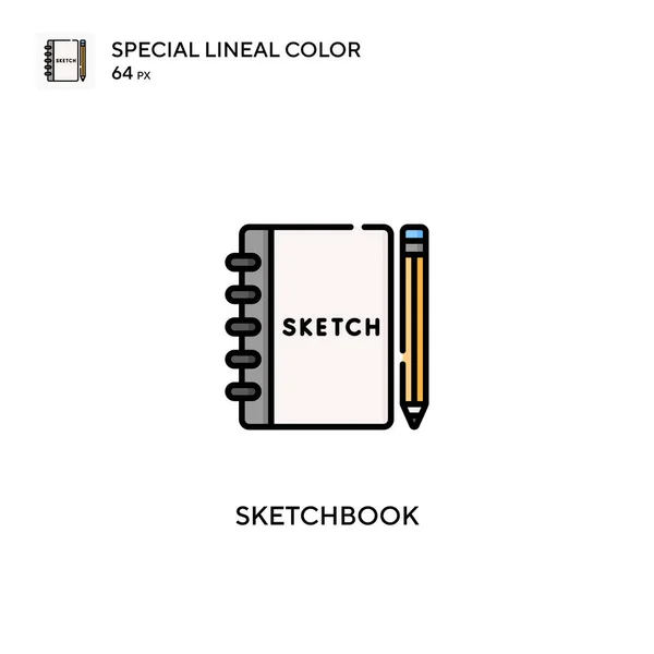 Cuaderno Bocetos Icono Vector Color Lineal Especial Iconos Cuaderno Bocetos — Archivo Imágenes Vectoriales