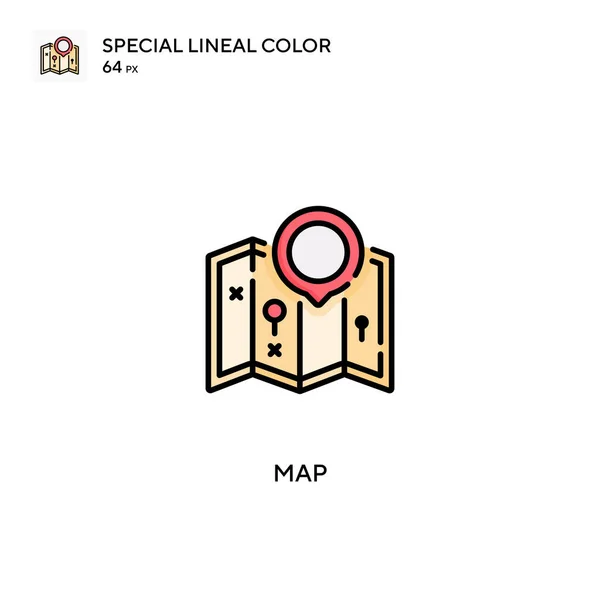 Carte Icône Vectorielle Couleur Linéaire Spéciale Icônes Carte Pour Votre — Image vectorielle