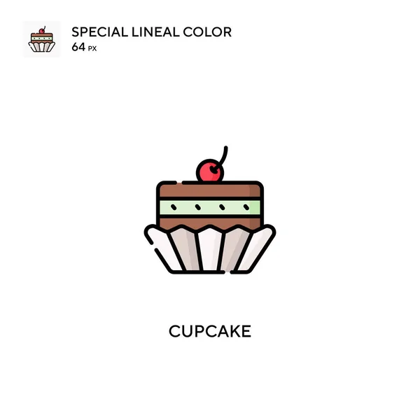 Cupcake Icono Especial Vector Color Lineal Iconos Cupcake Para Proyecto — Vector de stock