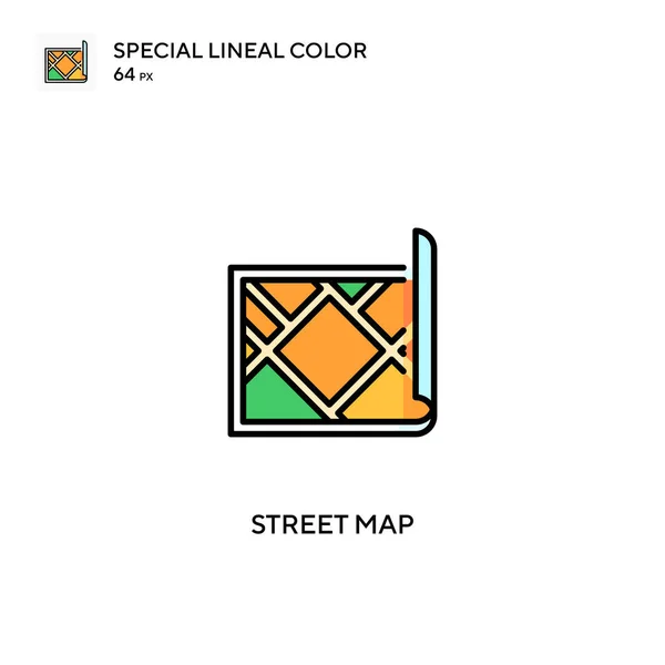 Mapa Ulice Speciální Lineární Barevný Vektor Ikony Ikony Map Ulic — Stockový vektor