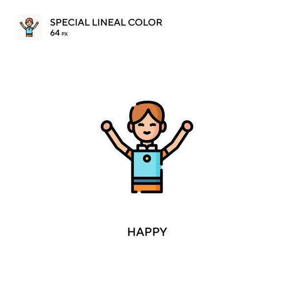 Happy Special Icono Vector Color Lineal Iconos Felices Para Proyecto — Archivo Imágenes Vectoriales