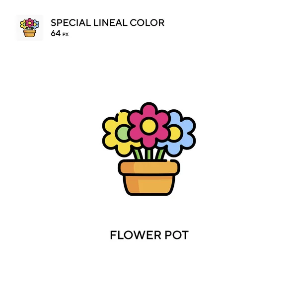 Flower Pot Special Lineal Color Vector Icon Flower Pot Icons — Stock Vector