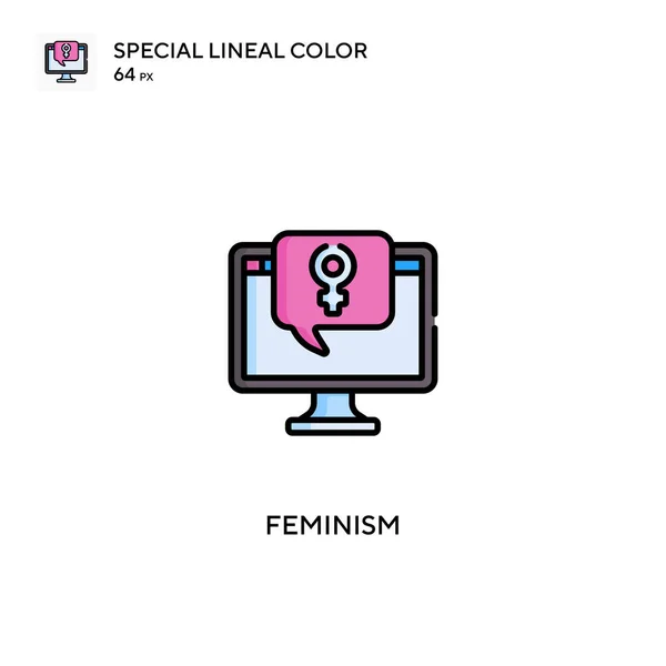 Feminismo Icono Especial Vector Color Lineal Iconos Del Feminismo Para — Archivo Imágenes Vectoriales