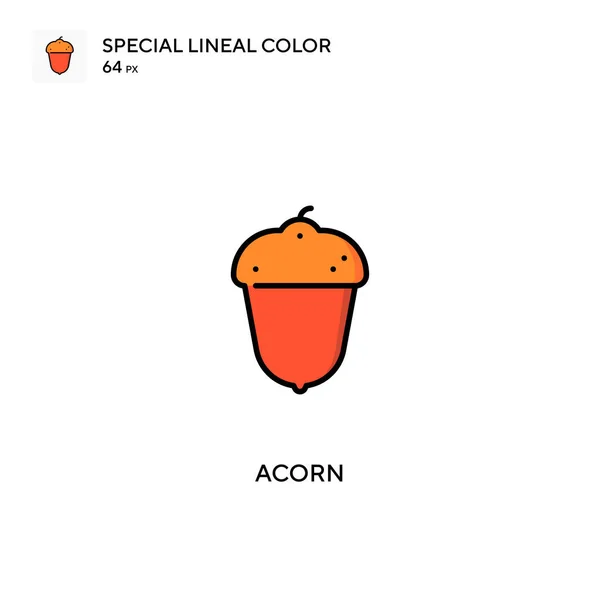 Acorn Ειδική Lineal Χρώμα Διάνυσμα Εικονίδιο Εικονίδια Βελανιδιάς Για Την — Διανυσματικό Αρχείο