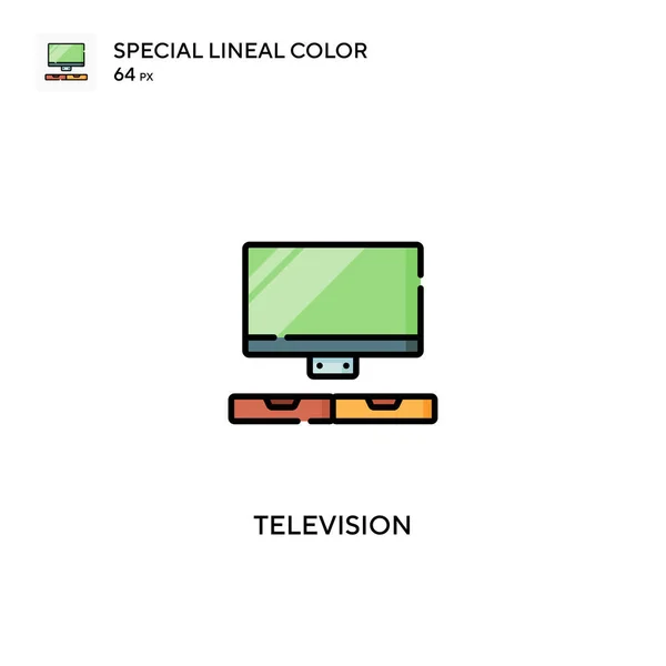 Télévision Icône Vectorielle Couleur Linéaire Spéciale Icônes Télévision Pour Votre — Image vectorielle