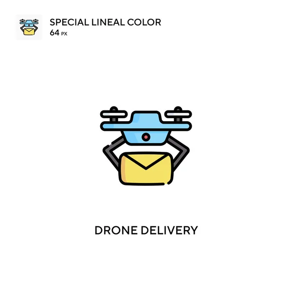 Livraison Drone Icône Vectorielle Couleur Linéaire Spéciale Icônes Livraison Drones — Image vectorielle