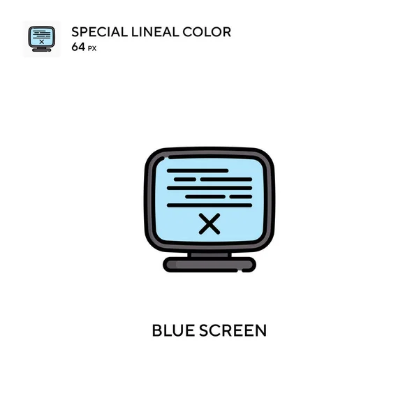 Blauw Scherm Speciale Lijnkleur Vector Pictogram Blauw Scherm Pictogrammen Voor — Stockvector