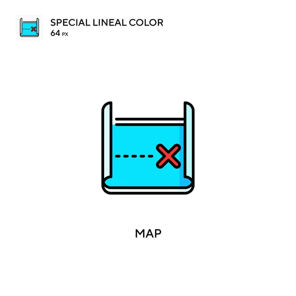 Карта Специальная Линейная Иконка Вектора Цвета Значки Карте Вашего Бизнес — стоковый вектор