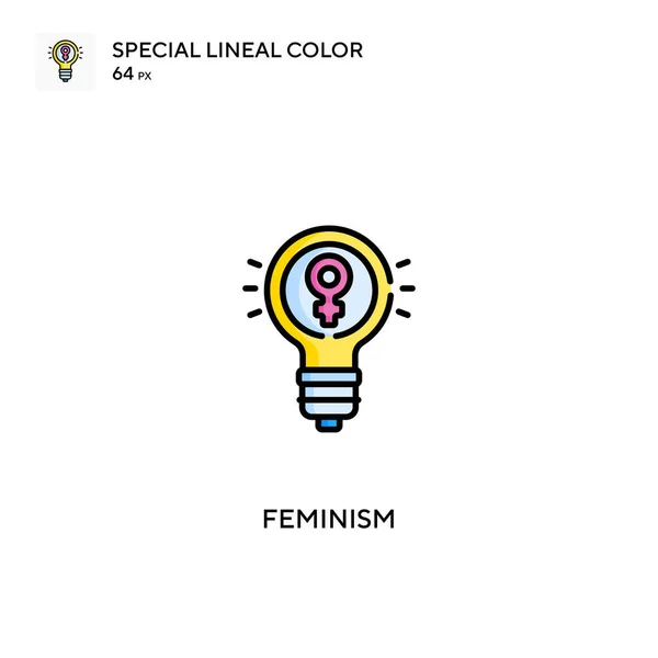 Feminismo Icono Especial Vector Color Lineal Iconos Del Feminismo Para — Archivo Imágenes Vectoriales