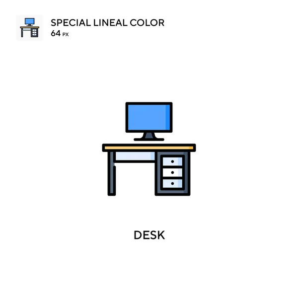 デスク特殊線型カラーベクトルアイコン ビジネスプロジェクトのデスクアイコン — ストックベクタ