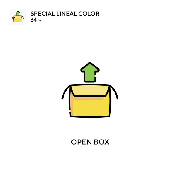 Caja Abierta Icono Especial Vector Color Lineal Iconos Caja Abierta — Vector de stock