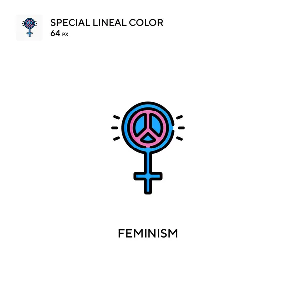 フェミニズム特殊線型カラーベクトルアイコン あなたのビジネスプロジェクトのフェミニズムアイコン — ストックベクタ