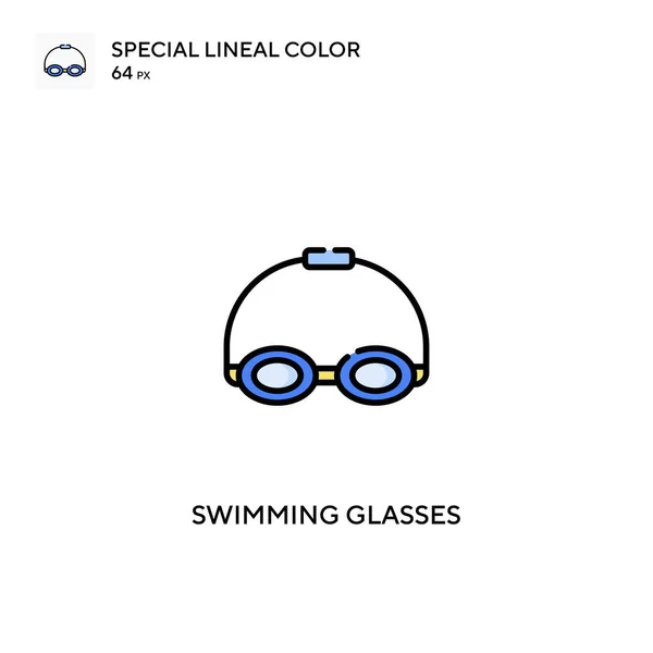 Úszás Szemüveg Különleges Lineáris Szín Vektor Ikon Úszószemüveg Ikonok Üzleti — Stock Vector
