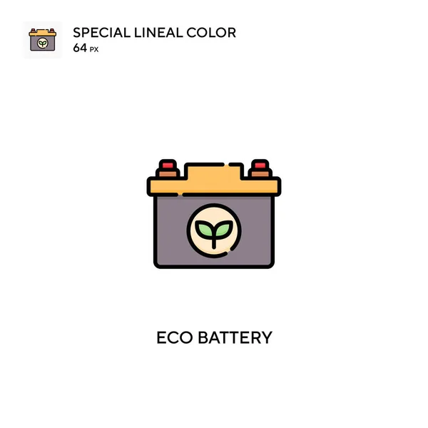 Eco Batterie Icône Vectorielle Couleur Linéaire Spéciale Icônes Eco Batterie — Image vectorielle