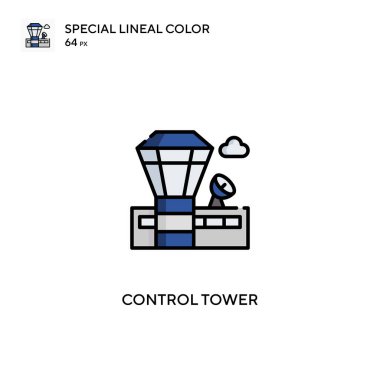 Kontrol kulesi özel doğrusal renk vektör simgesi. İş projeniz için kontrol kulesi simgeleri