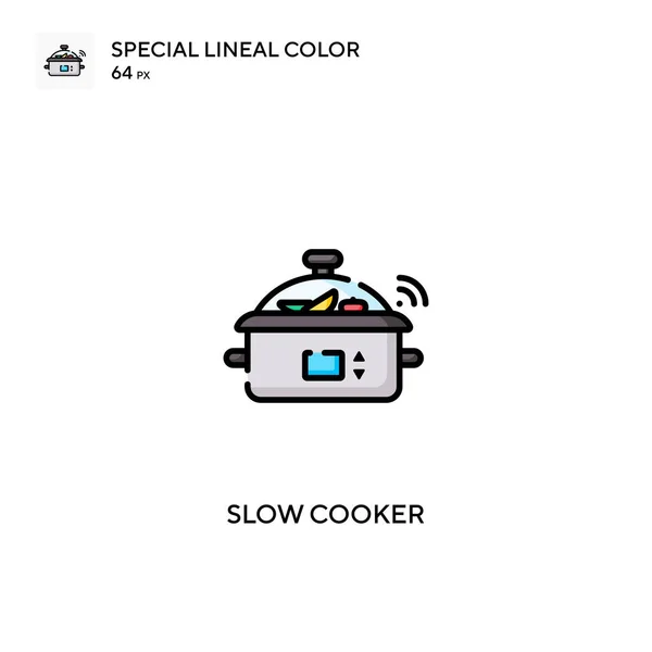 Αργή Κουζίνα Ειδική Lineal Χρώμα Διάνυσμα Εικονίδιο Αργή Κουζίνα Εικονίδια — Διανυσματικό Αρχείο