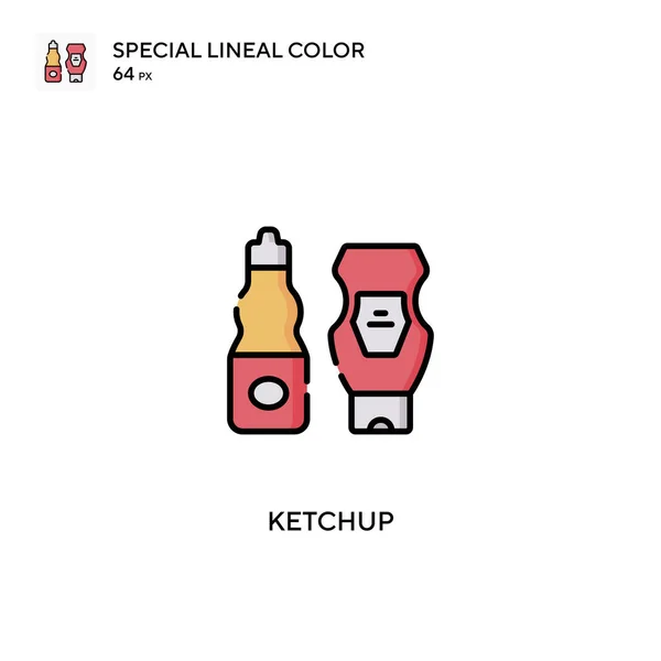 Ketchup Icône Vectorielle Couleur Linéaire Spéciale Icônes Ketchup Pour Votre — Image vectorielle
