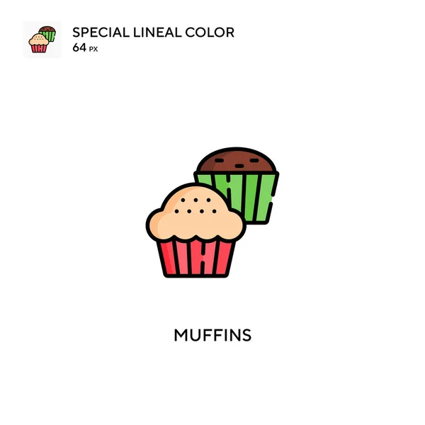 Muffins Ícone Vetorial Cor Linear Especial Ícones Muffins Para Seu — Vetor de Stock