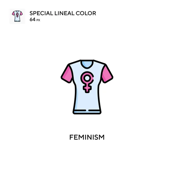 Feminismo Icono Especial Vector Color Lineal Iconos Del Feminismo Para — Vector de stock