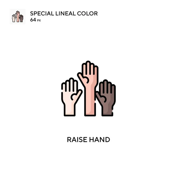 Raise Hand Special Lineal Color Vector Icon Raise Hand Icons — Stock Vector