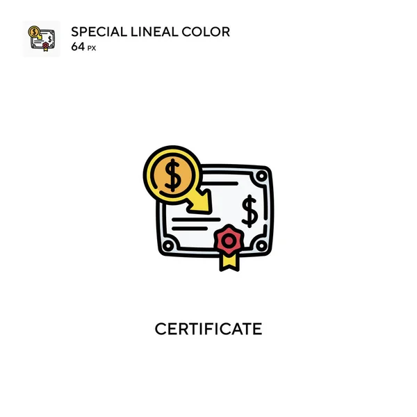 Certificato Speciale Icona Vettoriale Colore Lineare Icone Del Certificato Tuo — Vettoriale Stock