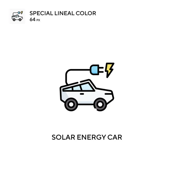 Carro Energia Solar Ícone Vetorial Cor Linear Especial Ícones Carro — Vetor de Stock